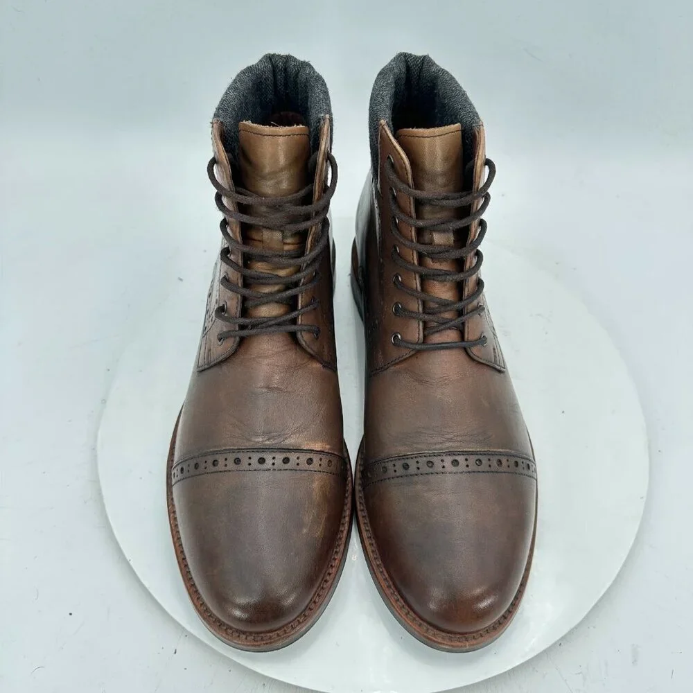 Warfield & Grand Presidio Men Size 8.5 Brown Leather Cap Toe Brogue Ankle Boot